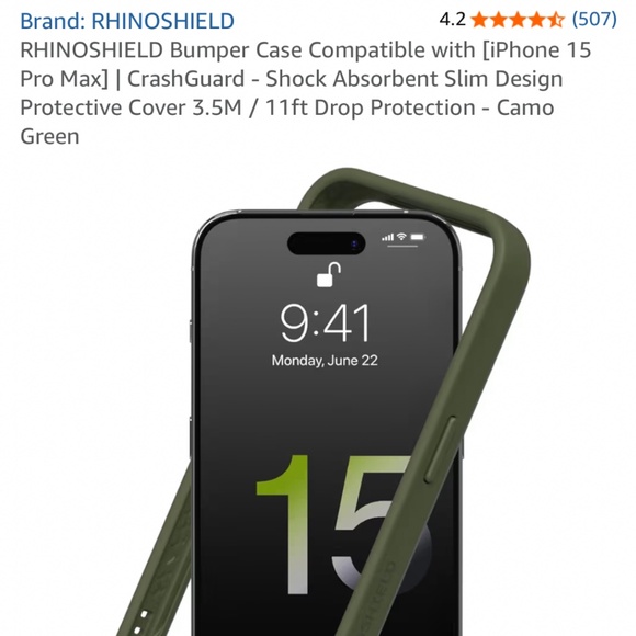 RHINOSHIELD Bumper Case Compatible with [iPhone 15 Pro] | CrashGuard - Shock Abs - Picture 1 of 9